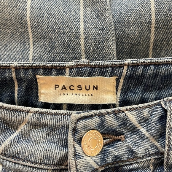Women’s PacSun medium wash white stripe 100% cotton mom jeans 28 - Picture 3 of 5